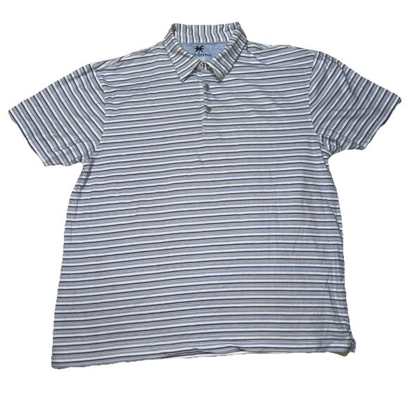 Desert Dunes Striped Polo Shirt Blue White Short Sleeve Men’s XXL Casual Golf - Picture 1 of 5
